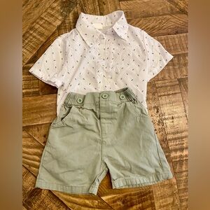 Boys matching shorts and button up set size 4T